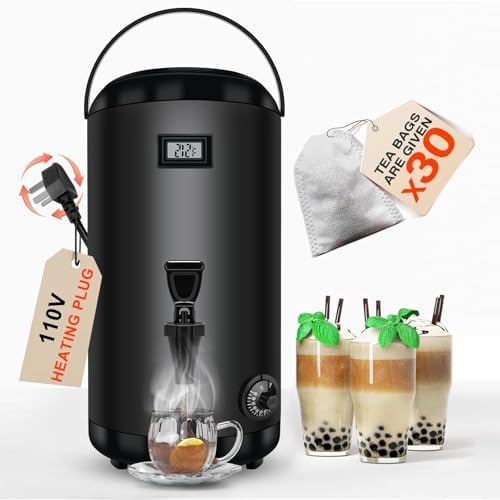 Electric Heating Insulated Beverage Dispenser-12 L/3.2 Gallon Hot Drink Beverage for Catering-Stainless Steel Hot Beverage Dispenser Coffee Urn with Spigot for tea,Juice (black)