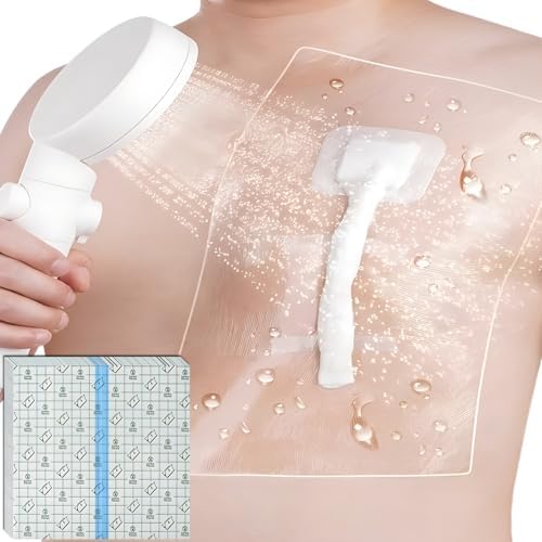 9" x 9" Shower Shields Wound Cover, Large Waterproof Bandages for Central Line Chemo Port Chest Catheter Shower Cover PICC Line Shower Protector Dressings 25 Pcs