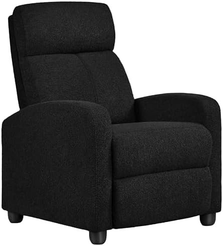 Yaheetech Boucle Recliner Chair Single Sofa Home Theater Seating Adjustable Modern Single Reclining Chair for Living Room Bedroom Home Theater Black