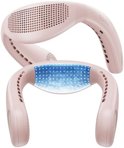 TORRAS COOLiFY Air 2025 Upgraded Neck Fan Air Conditioner, Ultra-Light Portable Fan Rechargeable, Personal Cooling Neck with 3 Modes Fan/Cooler/Heat for Travel, Camping, Outdoor Gift for Women, Pink