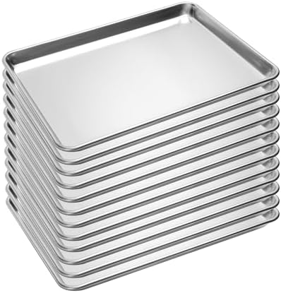12 Pack Half Size Baking Sheet Pan Aluminum Commercial Pan for Oven Freezer Bakery Hotel Restaurant 13" × 18"