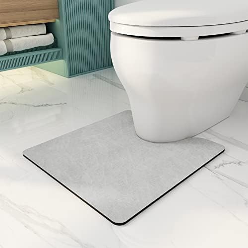 AMOAMI-Bathroom Toilet Rug Mat U Shaped-Absorbent Non Slip Grey Bathroom Rugs Mats-Easy Clean Quick Dry Bath Mats Rugs for Floor-24" x 20"