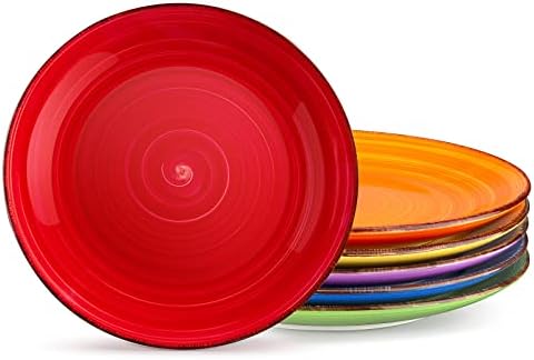 vancasso Bonita Dinner Plates, 10.5 Inch Ceramic Plates, Microwave, Oven and Dishwasher Safe Plates Set of 6 - Assorted Colors