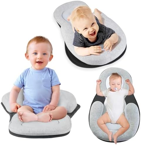 Generic Tummy Time Mat & Seated Support Pillow, Tummy Time Pillow with Detachable Support, Grey