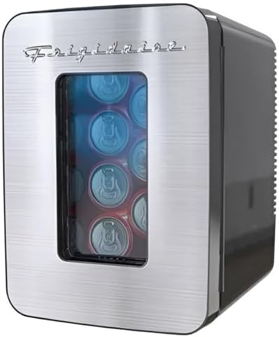 FRIGIDAIRE Mini Personal Fridge Cooler (EFMIS200-SS) - Stylish Small Refrigerator With Stainless Steel Door and Easy Viewing Window That Holds 15 Cans or 10 Liters