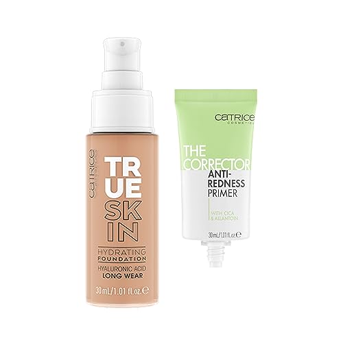 Catrice | True Skin Foundation 46 & The Corrector Anti-Red Primer| Full Coverage Makeup | Vegan & Cruelty Free