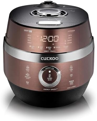 CUCKOO High Pressure Rice Cooker 10-Cup Uncooked / 20-Cup Cooked with Induction Heating Technology, Large Rice Maker with 16 Menu Options and Steam Plate, Voice Guide, Copper (CRP-JHR1009F)