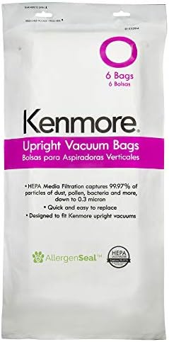 Kenmore 53294 Style O HEPA Cloth Vacuum Bags for Kenmore Upright Vacuum Cleaners 6 Pack,White
