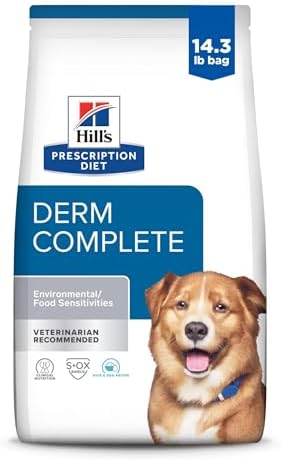 Hill's Prescription Diet Derm Complete Skin & Food Sensitivities Dry Dog Food, Veterinary Diet, 14.3 lb. Bag