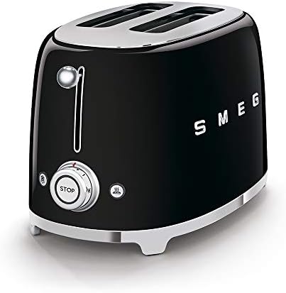 SMEG 2 Slice Toaster with 6 Presets and Defrost Function and Removable Crumb Tray (Black)