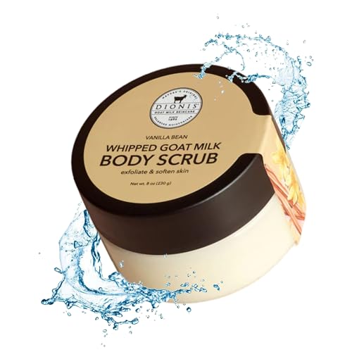 Dionis - Goat Milk Skincare Scented Whipped Body Scrubs - Intensely Hydrating Exfoliating Wash for Softer, Smoother Skin, Made in the USA - Cruelty Free and Paraben Free, Vanilla Bean, 8oz