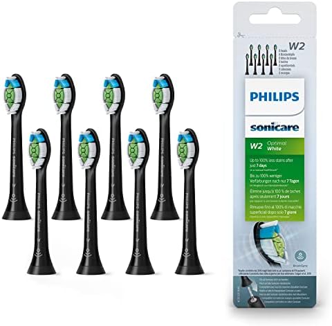 Philips Sonicare Original W2 Optimal White Standard Sonic Toothbrush Heads - 8 Pack in Black (Model HX6068/13)