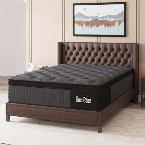 Queen Mattress, 14 Inch Hybrid Mattresses Black with Gel Memory Foam and Individually Pocket Innerspring Euro Top Medium Firm for Motion Isolation, Edge Support, 100 Night Trial