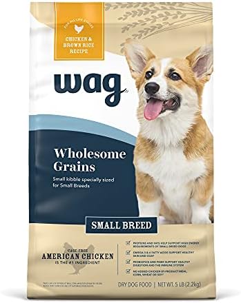 Amazon Brand – Wag Small Breed Dry Dog Food, Chicken and Brown Rice, 5 lb Bag