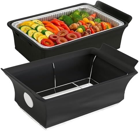 Chafer Wind Guard - 2 Pack | Handle Covered Chafing Dish Wind Cover | Fitted & Washable, Elegant & Functional Catering Decoration | Black