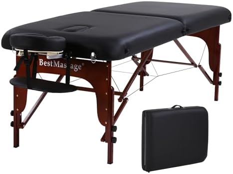 PayLessHere Massage Bed Portable Massage Table 77" L 30" W 2" THK Lash Bed 2 Folding Heigh Adjustable PU Leather Spa Table with Oxford Bag for Spa Footmassage Facial CareSpa Tattoo