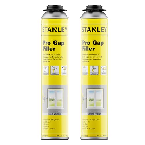 STANLEY Pro Gap Filler - Window & Door Filler, Gaps & Cracks, Expanding Polyurethane Sealant, | Gun Use, Gun NOT Included | 24 Oz, 2 Pack
