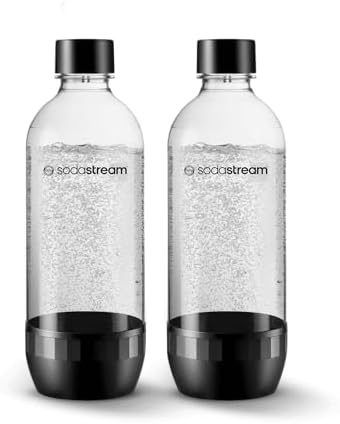 sodastream Classic Dishwasher Safe 1L Carbonating Bottle, Pack of 2 (Black)