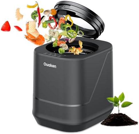Electric Composter for Kitchen - 4L Smart Countertop Compost Bin Turn Kitchen Waste into Fertilizer Compost Maker, Odorless, Low Noise, Auto-Clean, 2025 New Home Food composting Machine, Black