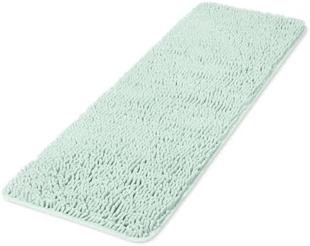 Yeaban Spa Blue 47 x 17 Bathroom Rug – Thick Chenille Bath Mats | Absorbent and Washable Bath Rug Non-Slip, Plush Rugs for Bathroom Floor, Shower, Sink