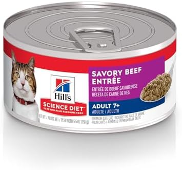 Hill's Science Diet Adult 7+, Senior Adult 7+ Premium Nutrition, Wet Cat Food, Beef Minced, 5.5 oz Can, Case of 24