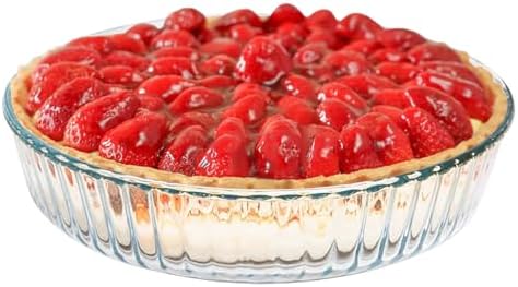 10 Inch Glass Deep Pie Dish for Baking Glass Baking Dish Clear and Durable Oven Baking Pie Pan Quiche Baking Dish Deep