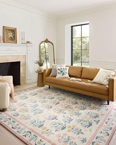 Loloi Rifle Paper Co. Eden Collection EDE-01 Mughal Rose Blush 5'-0" x 7'-6" Area Rug