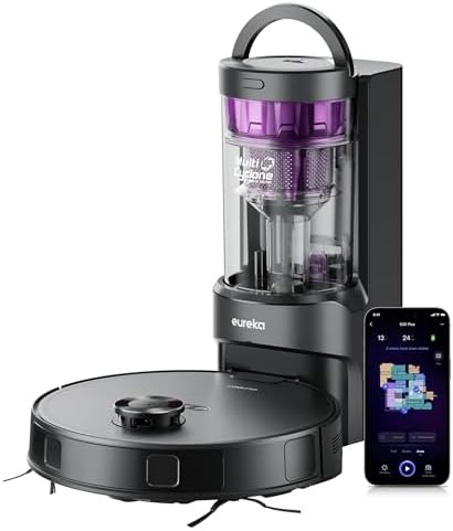 Eureka E20 Plus Robot Vacuum and Mop Combo, Robot Vacuum Cleaner with Bagless Self Emptying Station, 45-Day Capacity 8000Pa Suction and Anti Hair-Tangling Brush App Control LiDAR Navigation