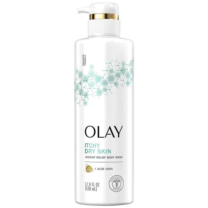 Olay Itchy Dry Skin Body Wash with Aloe Vera and Vitamin B3, 17 Fl Ounces