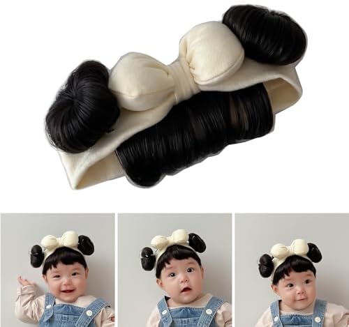Baby Wig Bangs Headband Fashionable Bun Wig Hairpieces Solid Headwear Girls Hair Accessories for Newborns and Toddlers