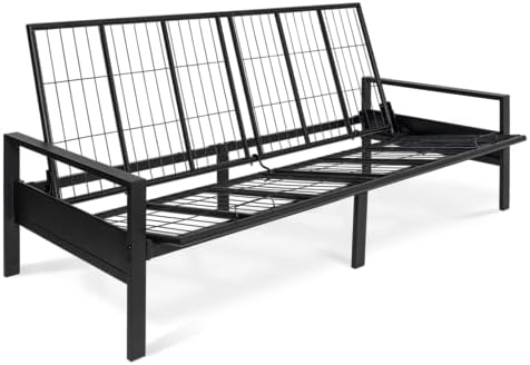 Milliard Metal Futon Frame – Full Size Futon Frame, Convertible Sofa Bed, Sleek Black Low-Profile Design, Space-Saving, Durable & Easy Assembly - Perfect for Modern Living, Apartments & Guest Rooms