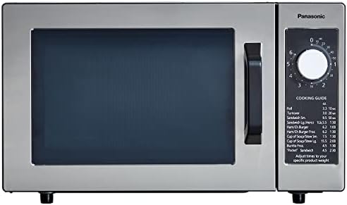 Panasonic NE-1025F Compact Light-Duty Countertop Commercial Microwave Oven with 6-Minute Electronic Dial Control Timer, Bottom Energy Feed, 1000W, 0.8 Cu. Ft. Capacity Silver