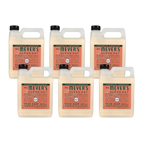 MRS. MEYER'S CLEAN DAY Geranium Scent Hand Soap Refill, 33 Fl Oz. (Pack of 6)