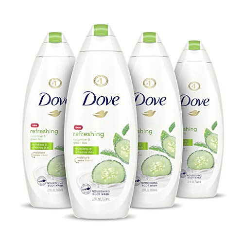 Dove Refreshing Body Wash Cucumber and Green Tea 4 Count Revitalizes and Refreshes Skin Cleanser That Effectively Washes Away Bacteria While Nourishing Your Skin 22 oz