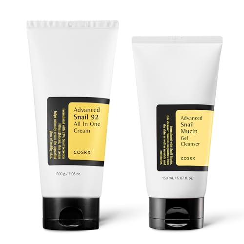 COSRX Snail Repair Routine Set - Snail Mucin 92% Repair Cream + Snail Gel Cleanser, Snail Secretion Filtrate for Skin Repair