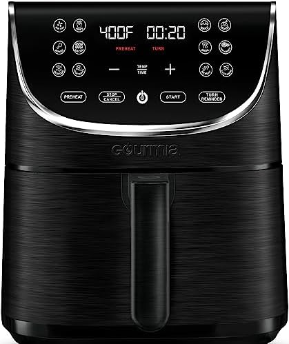 Gourmia Air Fryer Oven Digital Display 7 Quart Large AirFryer Cooker 12 Touch Cooking Presets, XL Air Fryer Basket 1700w Power Multifunction GAF716 Black and Stainless Steel Accents FRY FORCE 360°