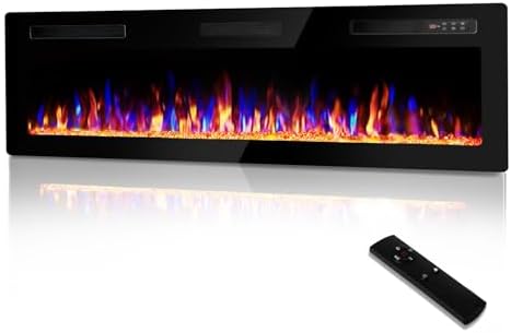 Vitesse 72 inch Ultra-Thin Electric Fireplace in-Wall Recessed and Wall Mounted Fireplace Heater,Linear Fireplace with Multicolor Flame,Timer,Low Noise,750/1500W,Touch Screen & Remote Control(72’’)