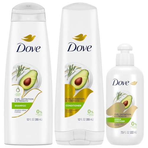 Dove Curly Hair Care Bundle – Curl Definition & Strength Shampoo and Conditioner + Leave-In Conditioner (3 Piece Set)