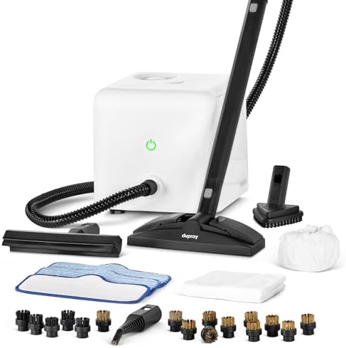 Dupray Neat Steam Cleaner with 27-Piece Accessory Kit – High-Performance Chemical-Free Cleaning for Floors, Cars, Tiles, and More (including a total of 11 brass brushes)