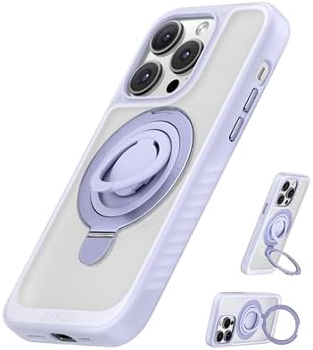 Anker Magnetic Ring Stand for iPhone 14 Pro Case, Silicone Finger Ring Grip Stand Holder, Military Grade Drop Tested, Compatible with MagSafe, Built in Kickstand, Soft Edge Anti-Fingerprint, Purple