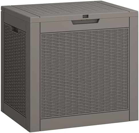 31 Gallon Deck Box, Resin Outdoor Storage Box, Waterproof and UV Resistant Deck Box, Lightweight Storage Box for Garden Tools, Pool Supplies