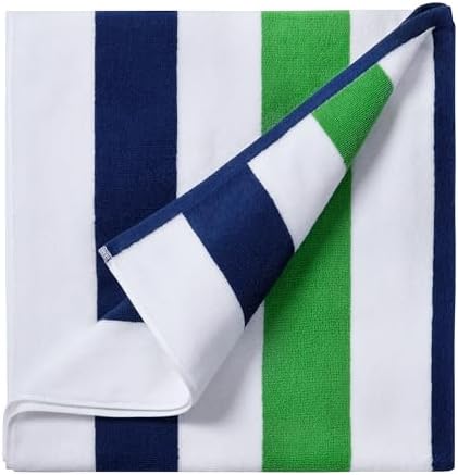 Large Beach Towel Oversized - 40"X70" Big Cute Pool Towel, Extra Large Thick Grassgreen Beach Towels, XL Wide Fluffy Beach Towel Oversize, Giant Stripe Cotton Pool Towel for Adults