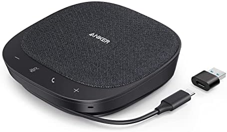 Anker PowerConf S330 USB Speakerphone, Conference Microphone for Home Office, Smart Voice Enhancement, Plug and Play, 360° Voice Coverage via 4 Microphones, and Powerful Sound (Renewed)