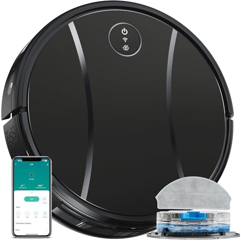Robot Vacuum and Mop Combo,4200Pa Powerful Robotic Vacuum Cleaner with Self-Charging, Home Automatic Robot Aspiradora for Hard Floor, Low Carpet, Pet Hair, App&Voice&Remote Smart Control
