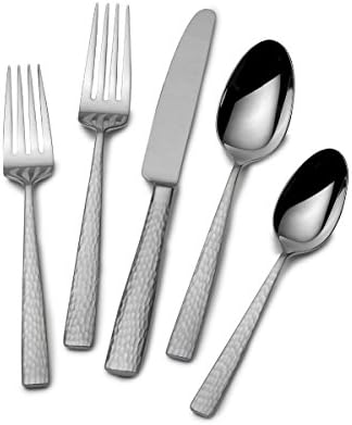 Mikasa Oliver Satin Flatware Set for 12, 65 Piece 18/10 Stainless Steel Silverware with Stylish Satin Finish and Serving Utensils, Durable Dinnerware Service