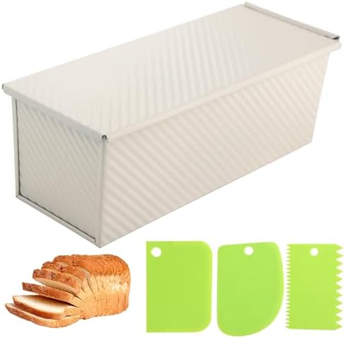 Premium Beige 13-inch Pullman Loaf Pan with Lid, 2.2 lb Sandwich Loaf Pan for Homemade Bread, PFTE and PFOA-Free Non-Stick Rectangle Bread Pan, Safe and Healthy, Easy to Clean