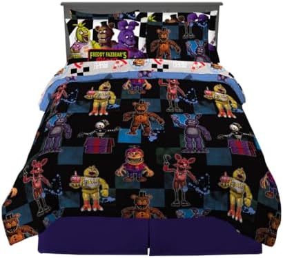 Franco Five Nights at Freddy's Kids Bedding Super Soft & Cozy Comforter and Sheet Set with Sham, 7 Piece Queen Size, (Officially Licensed Product)