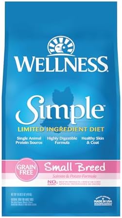 Wellness Simple Natural Limited-Ingredient Grain-Free Dry Dog Food, Easy to Digest for Sensitive Stomachs, Supports Skin & Coat (Small Breed, Salmon and Potato, 10.5-Pound Bag)