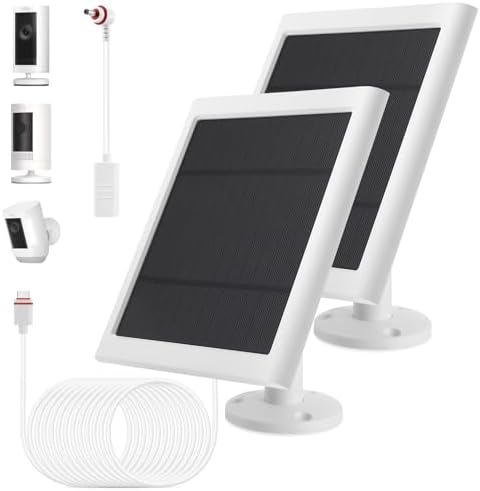 2 Pack - Solar Panel for Ring Security Camera Spotlight Cam Plus/Pro(Battery) Stick Up Cam/Pro Wireless Outdoor with 10FT/3M Long Cable Dustproof Waterproof