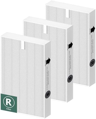 Air Purifier HEPA Filter R Replacement for Honeywell Air Purifier HPA100/200/300 and 5000 Series, Funmit 3 Pack True HEPA Filter Compatible with Honeywell R Filter (HRF-R3 & HRF-R2 & HRF-R1)